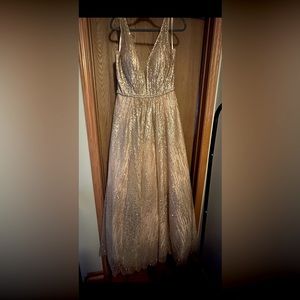 Dress evening gown with pockets with matching accessories and shoes for $150.00